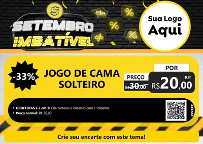 Modelo de Cartaz para Cartaz A4 Horizontal com o tema Setembro Imbatível para Cama, Mesa e Banho