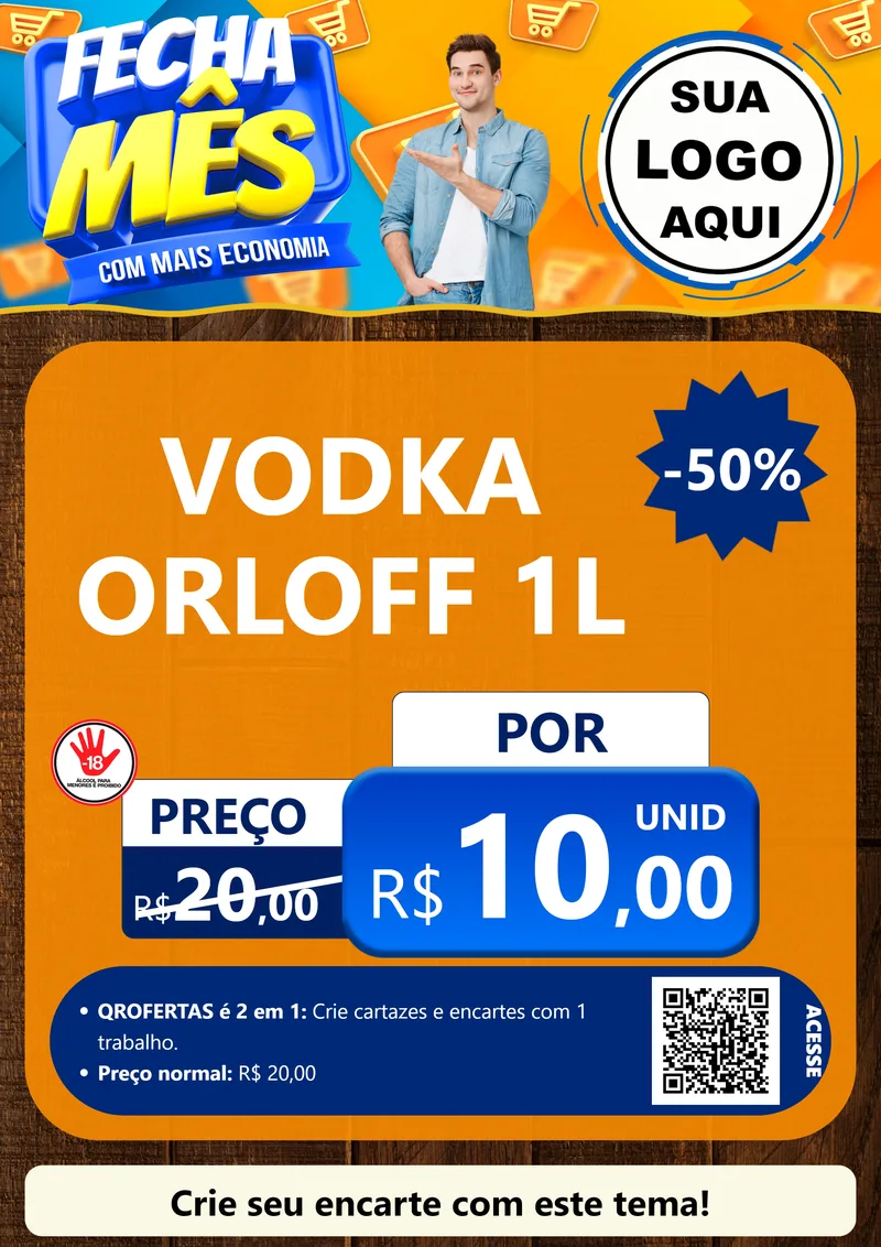 Modelo de Cartaz para Cartaz A4 Vertical com o tema Fecha Mês Com Mais Economia para Distribuidora de bebidas