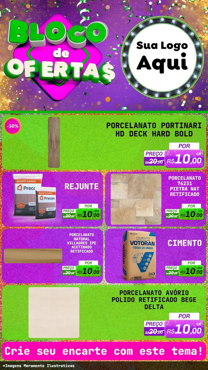 Modelo de TV para TV Vertical com o tema Bloco de Ofertas para Pisos e revestimentos