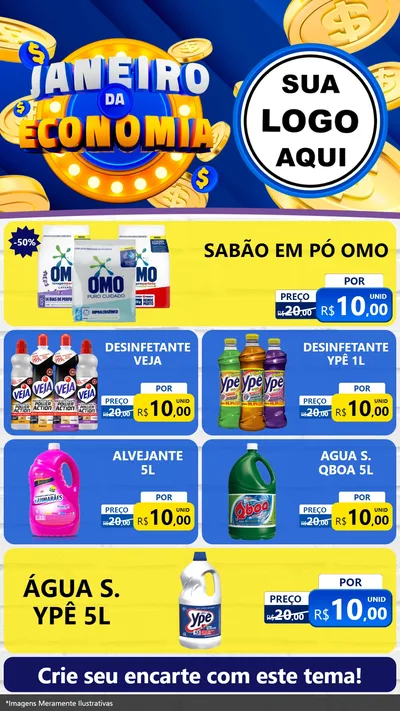 Modelo de TV para TV Vertical com o tema Janeiro da Economia para Produtos de Limpeza