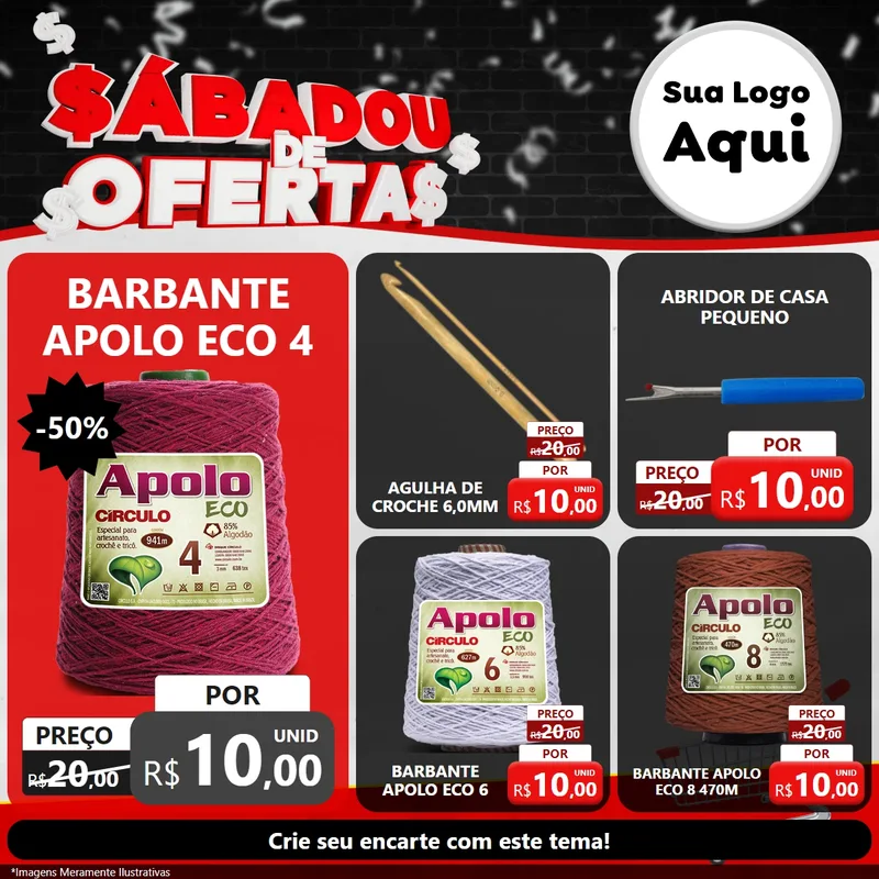 Modelo de Rede Social para Feed Facebook com o tema Sabadou de Ofertas para Armarinho e Aviamentos