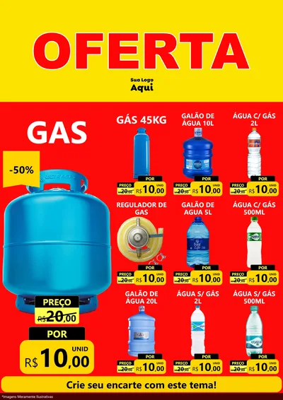 Modelo de Encarte para Encarte A4 Vertical com o tema OFERTA - Vermelho Cartaz para Água e gás