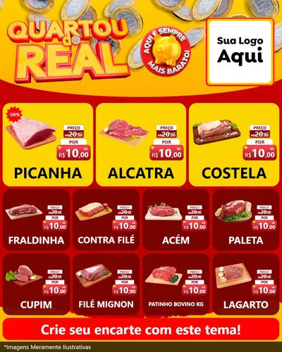 Modelo de Rede Social para Feed Instagram com o tema Quartou do Real para Açougue