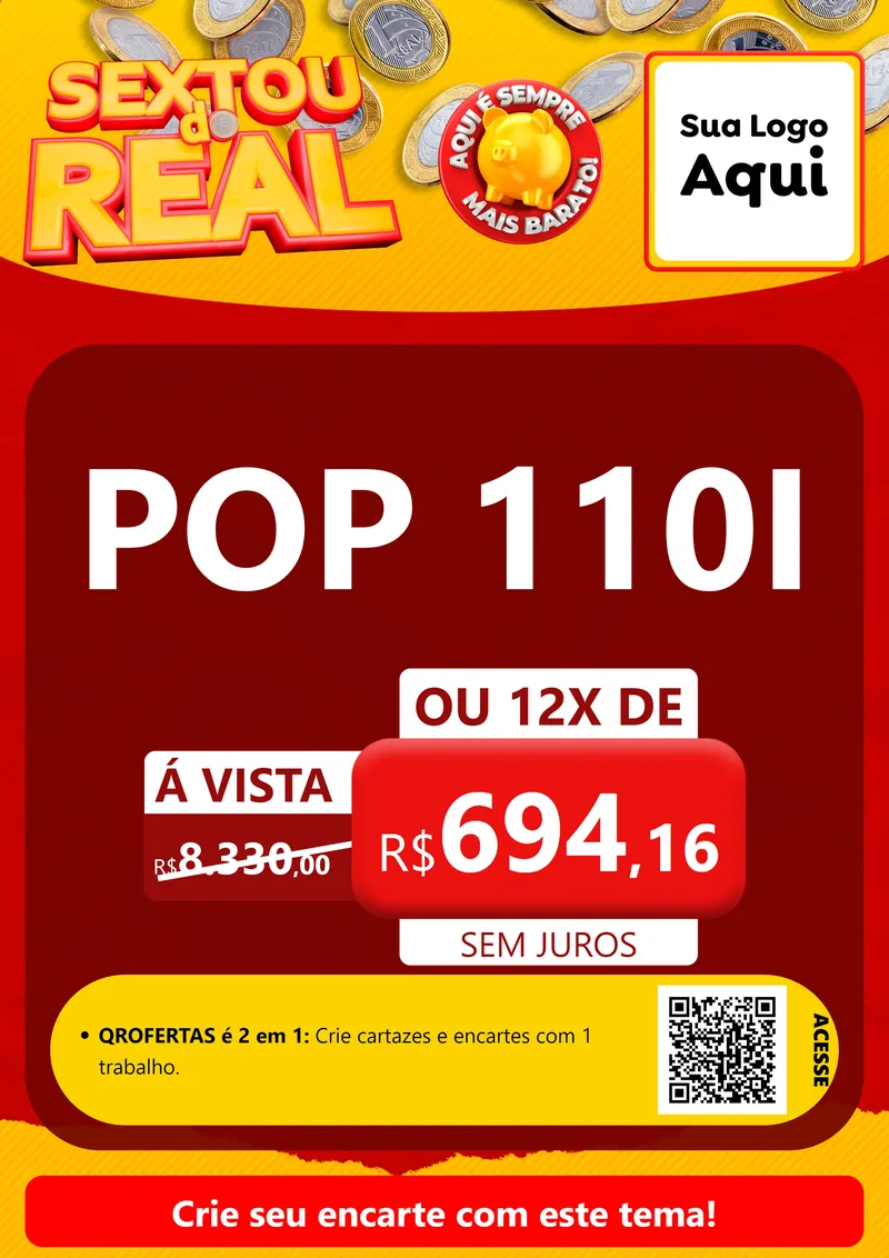 Modelo de Cartaz para Cartaz A4 Vertical com o tema Sextou do Real para Concessionaria de Motos