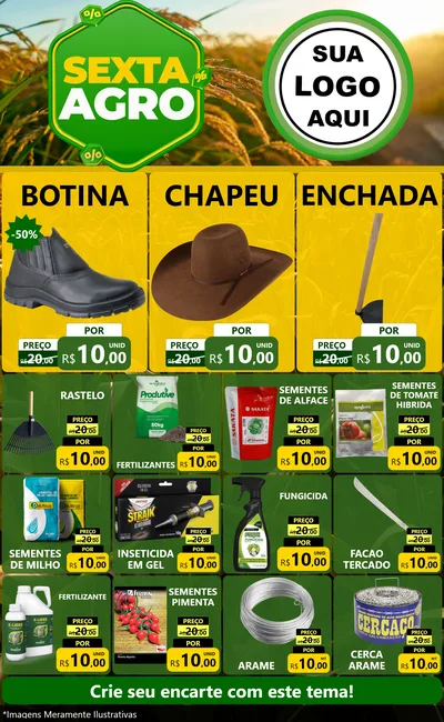 Modelo de Encarte para Encarte Grande com o tema Sexta Agro para Agropecuária