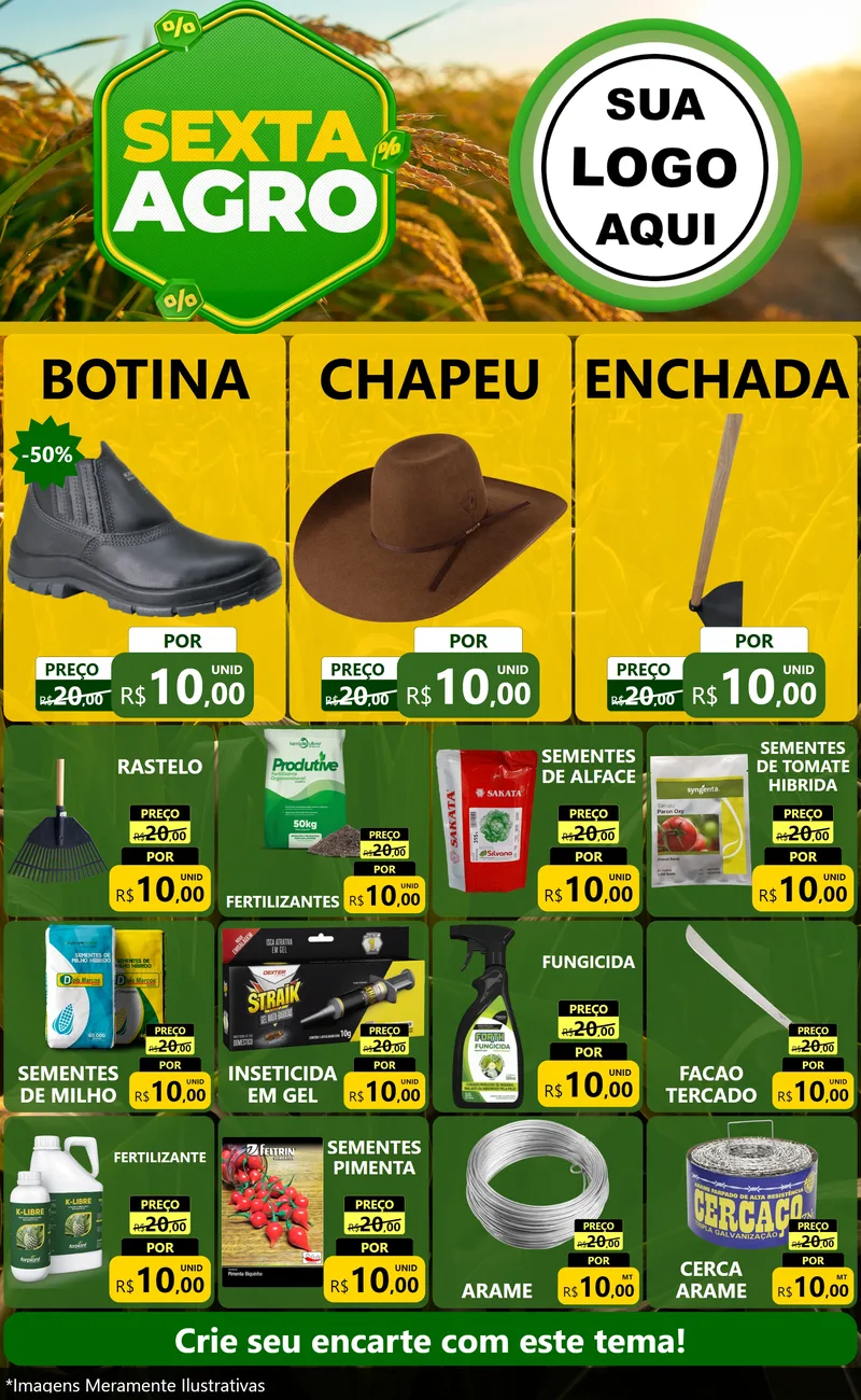 Modelo de Encarte para Encarte Grande com o tema Sexta Agro para Agropecuária