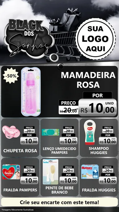 Modelo de Rede Social para Stories com o tema Black dos Sonhos para Bebês