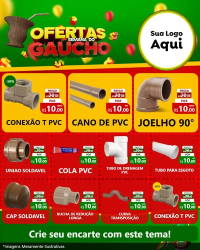 Modelo de Rede Social para Feed Instagram com o tema Ofertas Semana Do Gaúcho para Tubos e conexões