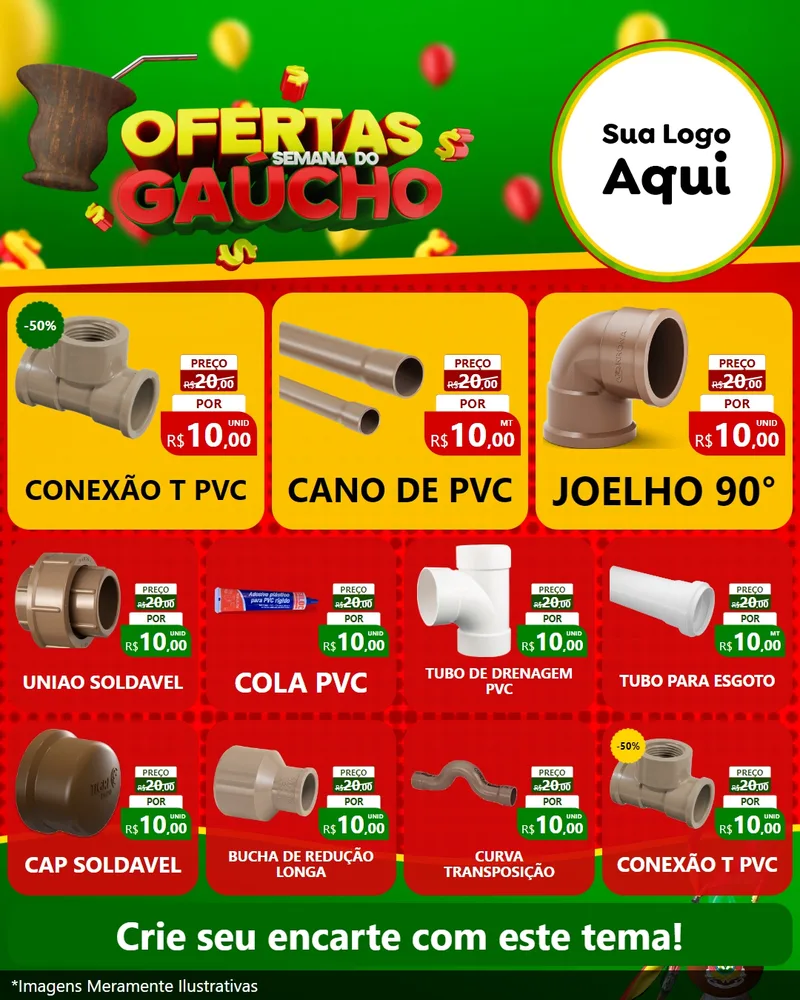 Modelo de Rede Social para Feed Instagram com o tema Ofertas Semana Do Gaúcho para Tubos e conexões
