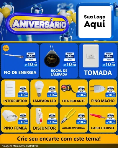 Modelo de Rede Social para Feed Instagram com o tema Aniversário para Materiais Elétricos