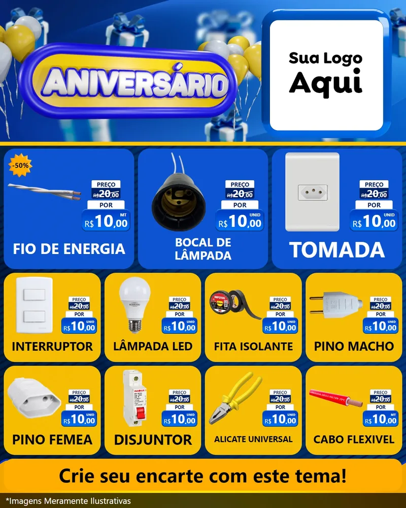 Modelo de Rede Social para Feed Instagram com o tema Aniversário para Materiais Elétricos
