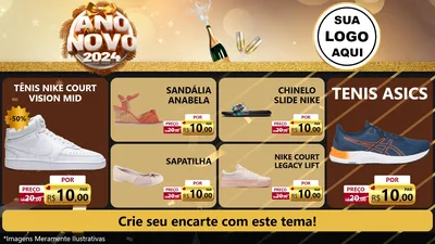 Modelo de TV para TV Horizontal com o tema Feliz Ano Novo 2027 para Calçados