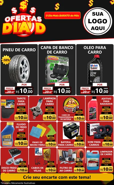 Modelo de Encarte para Encarte Grande com o tema Ofertas Dia D para Auto peças