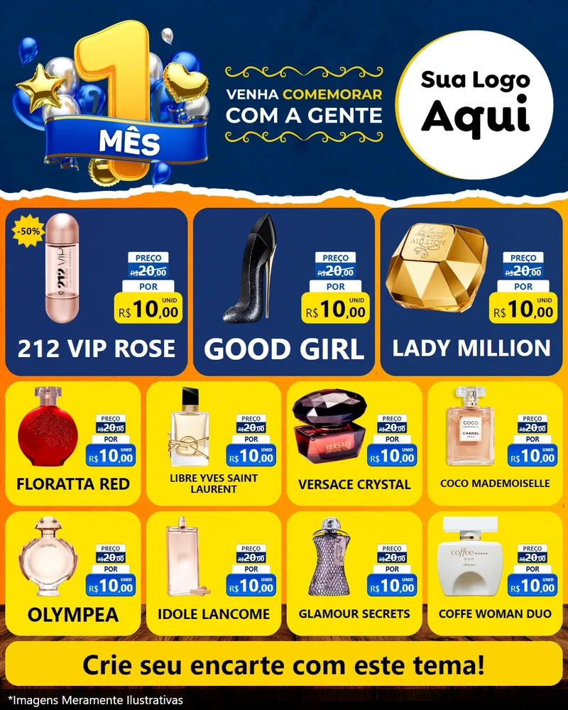 Modelo de Rede Social para Feed Instagram com o tema Um Mês de Aniversário para Perfumes