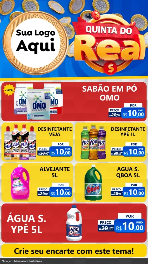 Modelo de TV para TV Vertical com o tema Quinta do Real para Produtos de Limpeza
