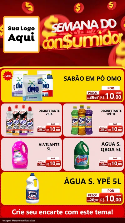 Modelo de TV para TV Vertical com o tema Semana do Consumidor para Produtos de Limpeza