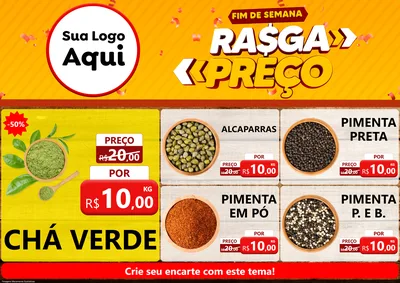 Modelo de Encarte para Encarte A4 Horizontal com o tema Fim de Semana Rasga Preços para Produtos Naturais