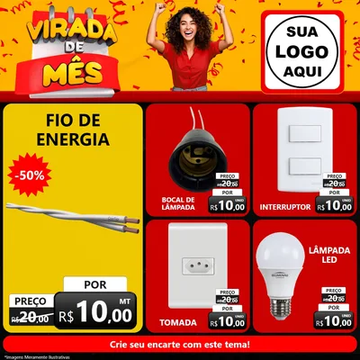Modelo de Rede Social para Feed Facebook com o tema Virada de Mês para Materiais Elétricos