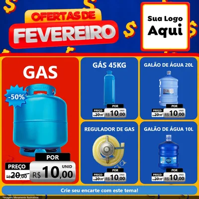 Modelo de Rede Social para Feed Facebook com o tema Ofertas de Fevereiro para Água e gás