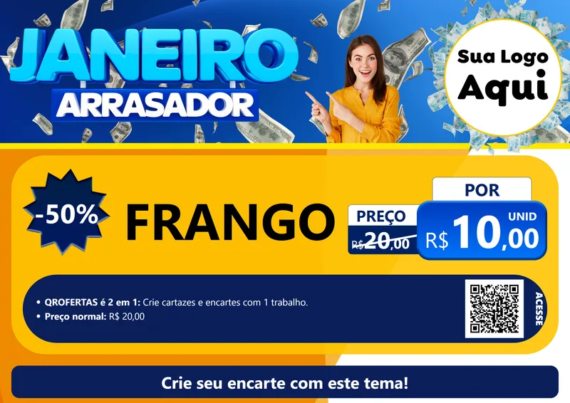 Modelo de Cartaz para Cartaz A4 Horizontal com o tema Janeiro Arrasador para Assados