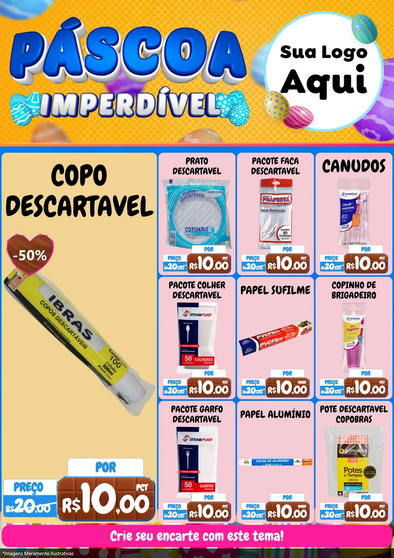 Modelo de Encarte para Encarte A4 Vertical com o tema Páscoa Imperdível para Embalagens