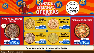 Modelo de TV para TV Horizontal com o tema Final de Semana de Ofertas para Pizzaria