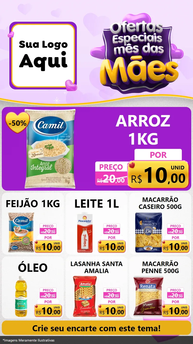 Modelo de Rede Social para Stories com o tema Ofertas Especiais - Mês das Mães para Supermercado