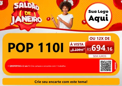 Modelo de Cartaz para Cartaz A4 Horizontal com o tema Saldão de Janeiro para Concessionaria de Motos