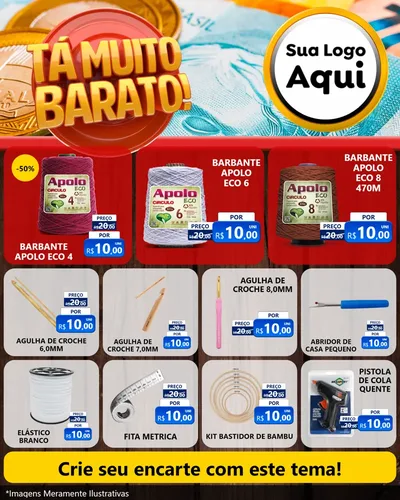 Modelo de Rede Social para Feed Instagram com o tema Está Muito Barato para Armarinho e Aviamentos