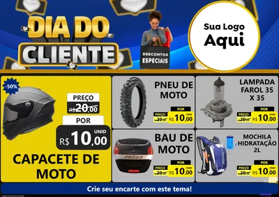 Modelo de Encarte para Encarte A4 Horizontal com o tema Dia Do Cliente para Moto peças