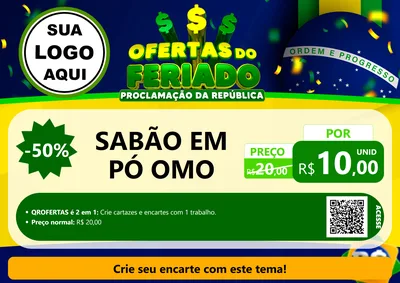 Modelo de Cartaz para Cartaz A4 Horizontal com o tema Ofertas do Feriado - Proclamação da República para Produtos de Limpeza