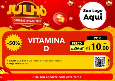 Modelo de Cartaz para Cartaz A4 Horizontal com o tema Julho Ofertas Imbatíveis para Farmácia