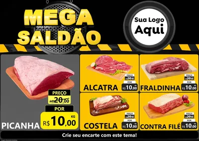 Modelo de Encarte para Encarte A4 Horizontal com o tema Mega Saldão para Açougue