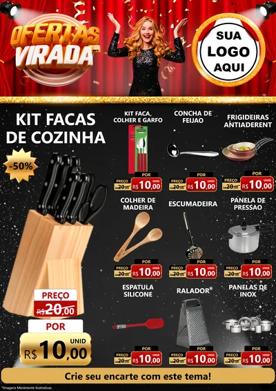 Modelo de Encarte para Encarte A4 Vertical com o tema Ofertas da Virada para Utilidades Domésticas