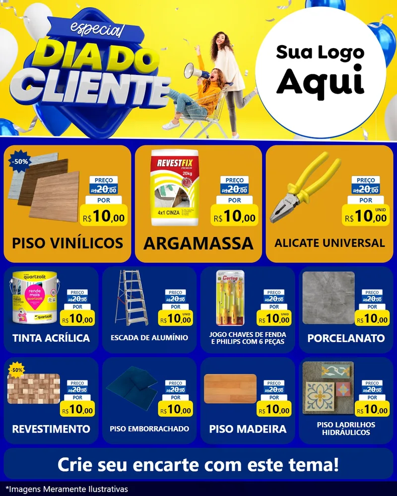 Modelo de Rede Social para Feed Instagram com o tema Especial Dia do Cliente para Material para Construção