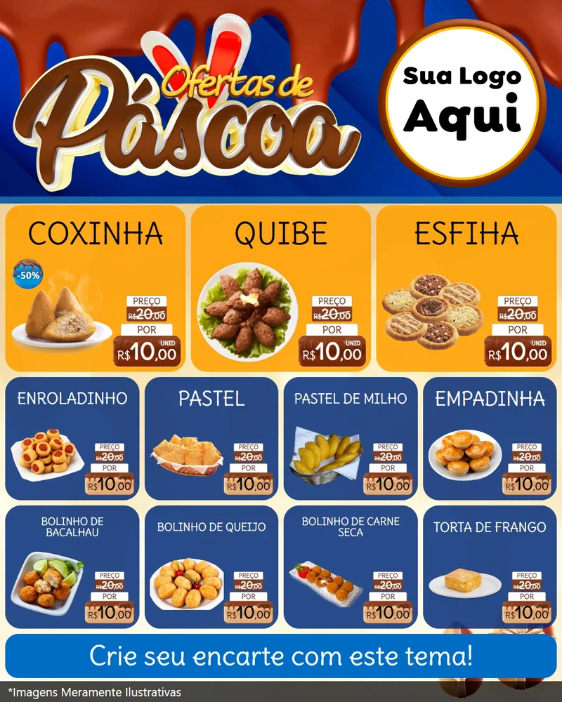 Modelo de Rede Social para Feed Instagram com o tema Ofertas de Páscoa para Salgadaria