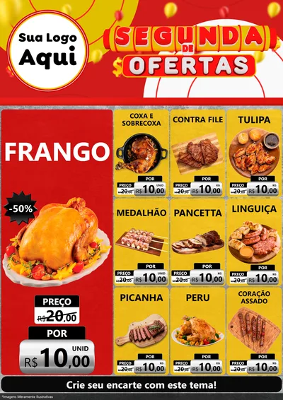 Modelo de Encarte para Encarte A4 Vertical com o tema Segunda de Ofertas para Assados