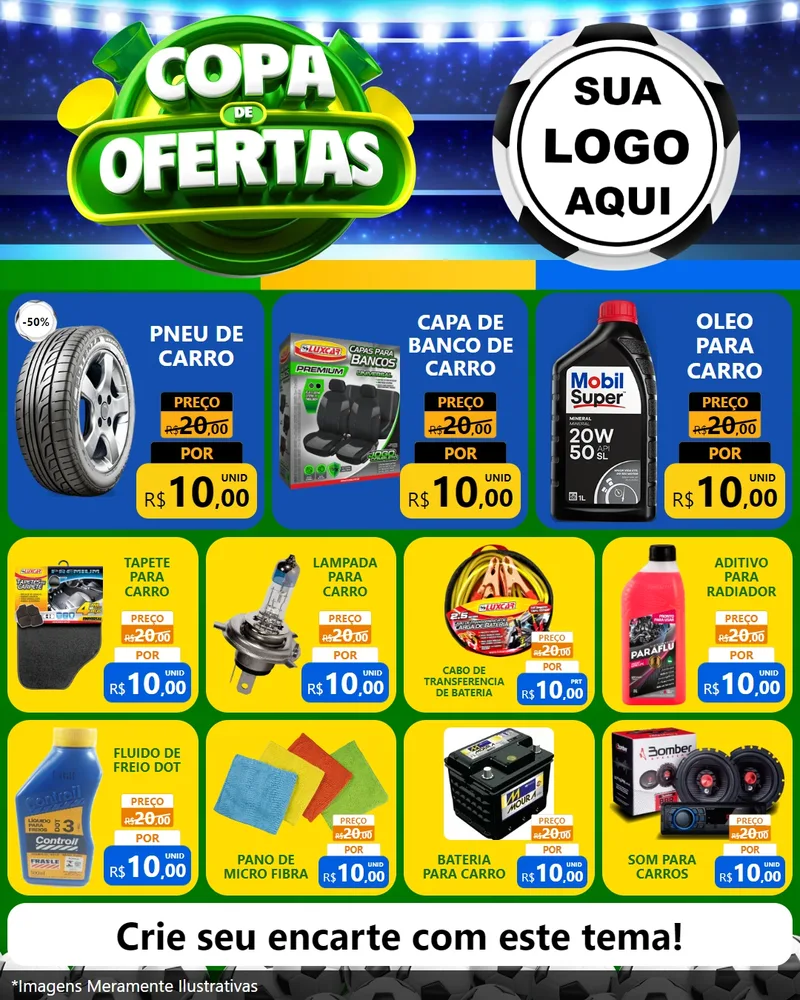 Modelo de Rede Social para Feed Instagram com o tema Copa de Ofertas para Auto peças