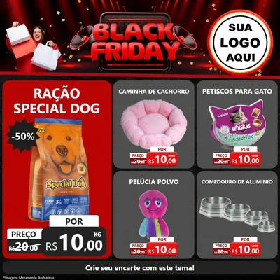 Modelo de Rede Social para Feed Facebook com o tema Black Friday para Pet Shop