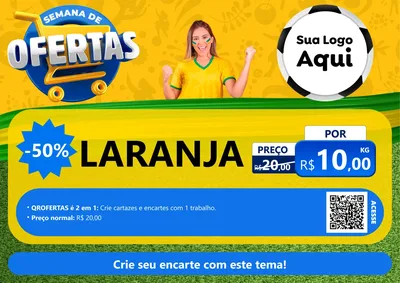 Modelo de Cartaz para Cartaz A4 Horizontal com o tema Semana de Ofertas - Copa para Hortifrúti