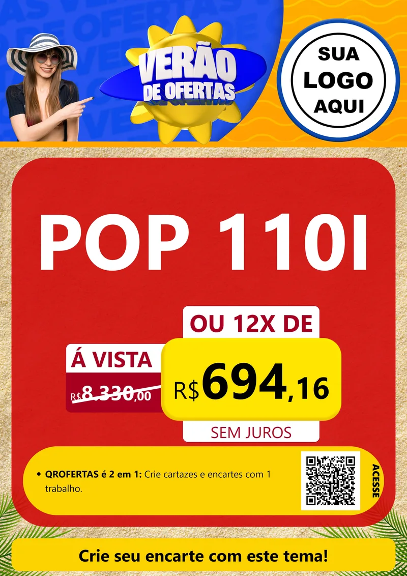 Modelo de Cartaz para Cartaz A4 Vertical com o tema Verão de Ofertas para Concessionaria de Motos