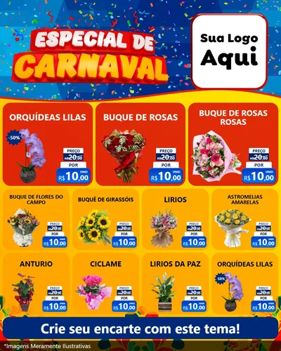 Modelo de Rede Social para Feed Instagram com o tema Especial de Carnaval para Floricultura e jardim