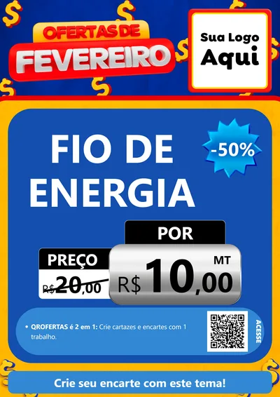Modelo de Cartaz para Cartaz A4 Vertical com o tema Ofertas de Fevereiro para Materiais Elétricos