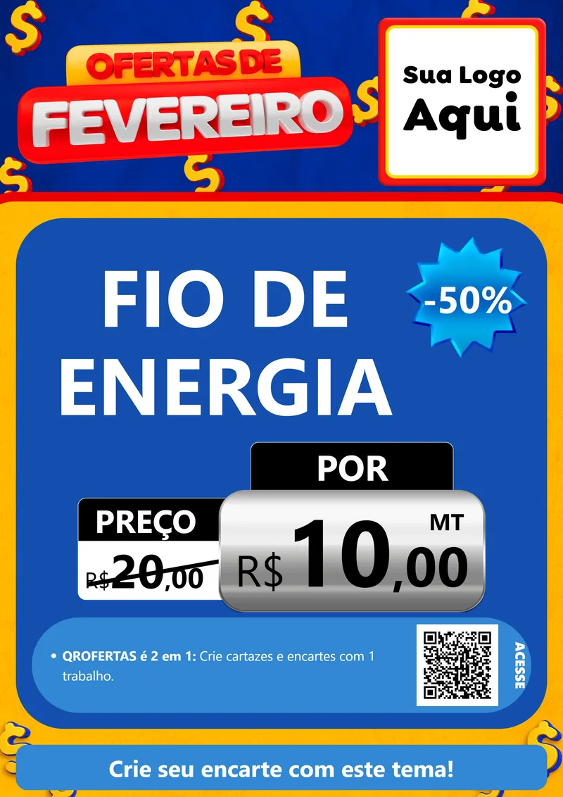 Modelo de Cartaz para Cartaz A4 Vertical com o tema Ofertas de Fevereiro para Materiais Elétricos