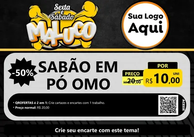 Modelo de Cartaz para Cartaz A4 Horizontal com o tema Sexta e Sábado Maluco para Produtos de Limpeza