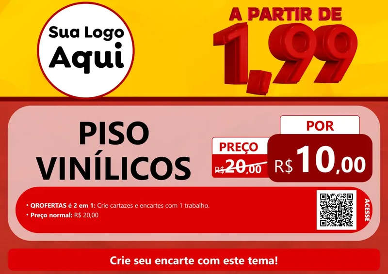 Modelo de Cartaz para Cartaz A4 Horizontal com o tema A Partir de Um e Noventa e Nove - 1,99 para Material para Construção