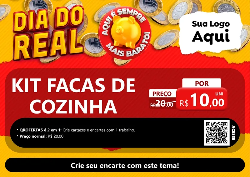 Modelo de Cartaz para Cartaz A4 Horizontal com o tema Dia Do Real para Utilidades Domésticas