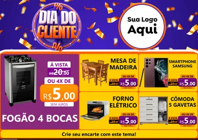 Modelo de Encarte para Encarte A4 Horizontal com o tema Dia do Cliente para Móveis e Eletro