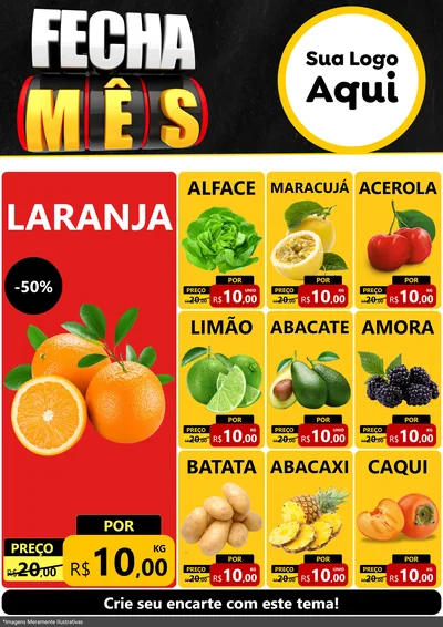 Modelo de Encarte para Encarte A4 Vertical com o tema Fecha Mês para Hortifrúti