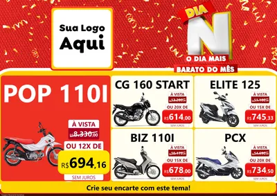 Modelo de Encarte para Encarte A4 Horizontal com o tema Dia N o Dia Mais Barato do Mês para Concessionaria de Motos